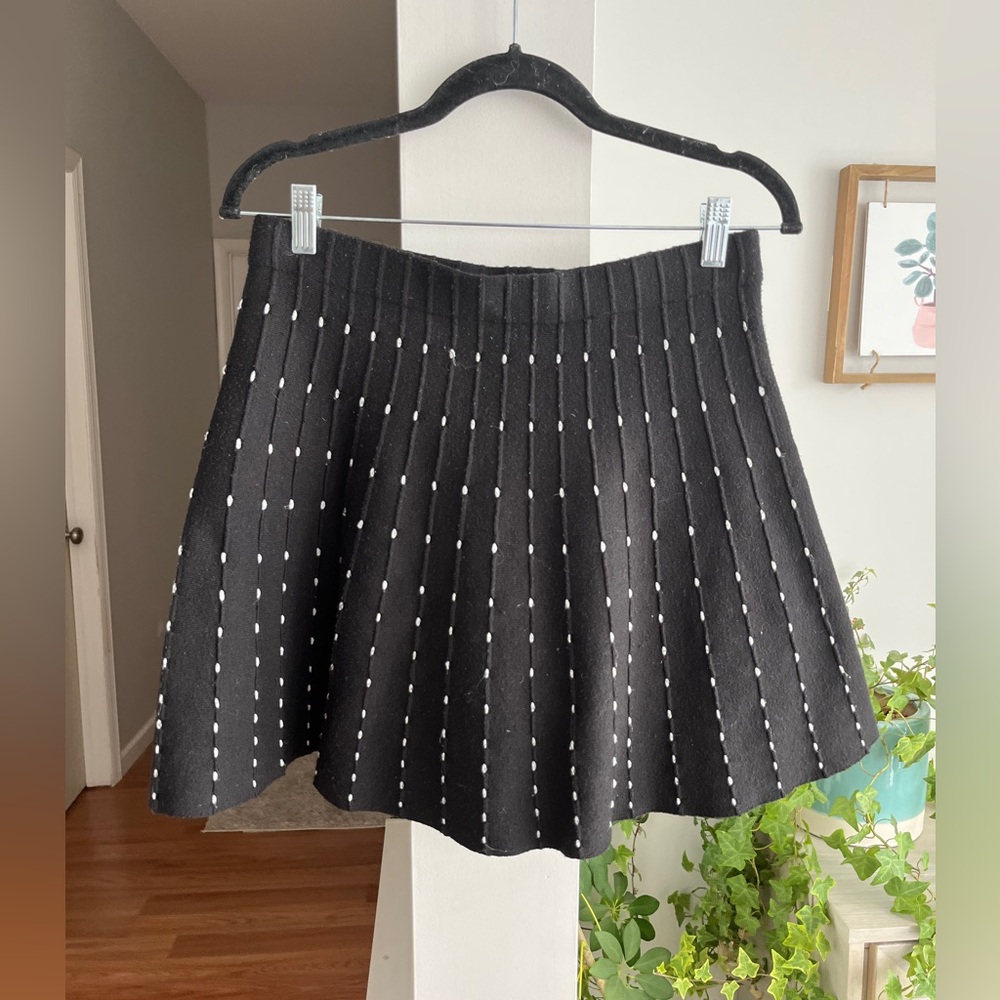 ZARA Black Embroidered High Waist Mini Skirt
